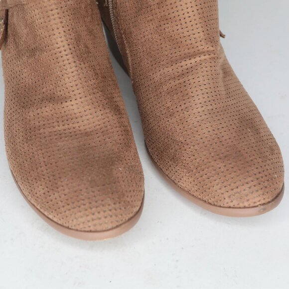 SODA Vegan Suede Western Booties Ankle Boots Brown Perforated Summer Festival - Picture 7 of 8